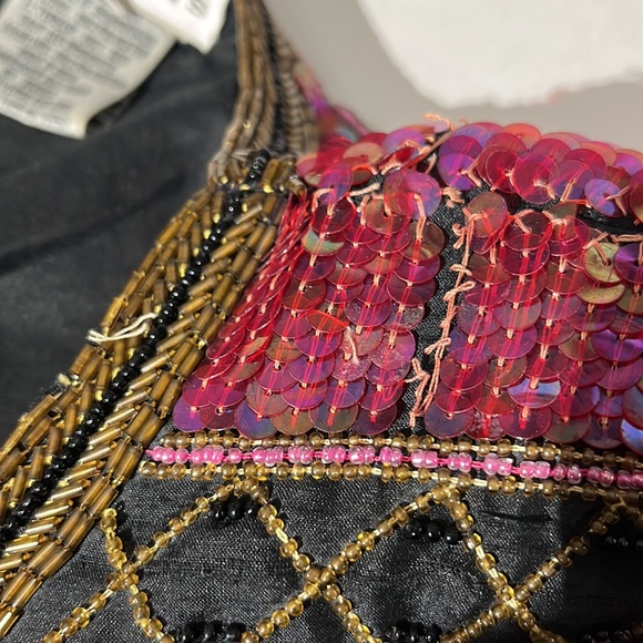 Hudson's Marshall Field's VINTAGE Silk hand sewn beaded sequin blazer medium - Picture 7 of 15